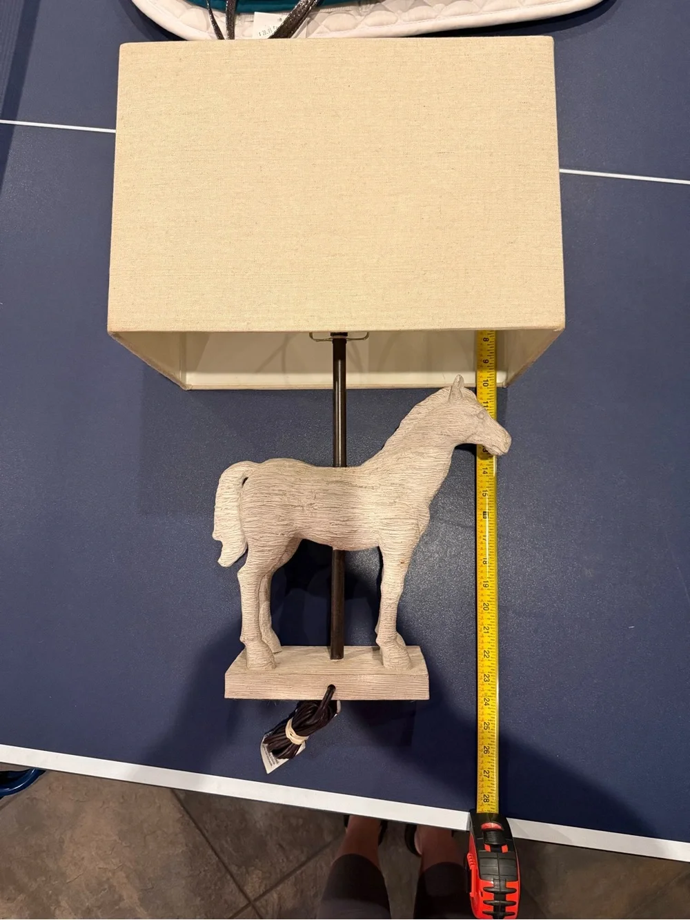 Horse Table Lamp with Beige Shade